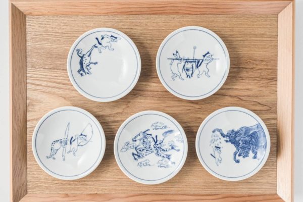 鳥獣戯画・猫 小皿 美濃焼